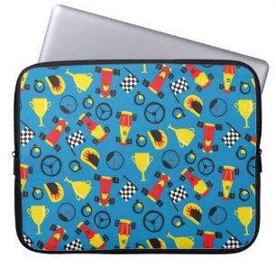 Housse Pour Ordinateur Portable Motif sans couture avec voitures de course.