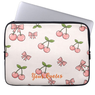 Housse Pour Ordinateur Portable Motif sans couture de cerises roses mignonnes et d