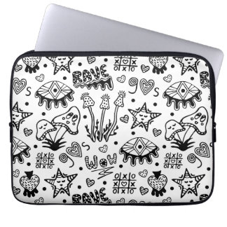 Housse Pour Ordinateur Portable Motif sans fin dessiné à la main en ligne psychédé