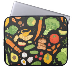 Housse Pour Ordinateur Portable Motif sans soucis avec nourriture diététique, groc