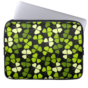 Housse Pour Ordinateur Portable Motif Shamrock foncé vert et noir