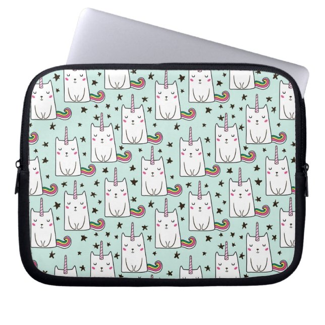 Housse Pour Ordinateur Portable Motif tiré par la main mignon de chat de licorne (Devant)