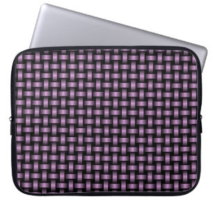 Housse Pour Ordinateur Portable Motif Tissé Noir Violet