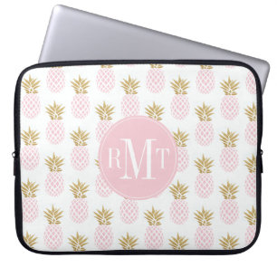 Housse Pour Ordinateur Portable Motif tropical d'ananas d'or élégant de faux