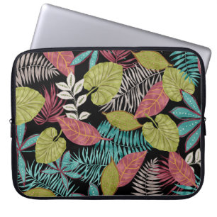Housse Pour Ordinateur Portable Motif tropical en arrière - plan foncé et lea