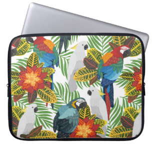 Housse Pour Ordinateur Portable Motif tropical sans couture avec perroquets.