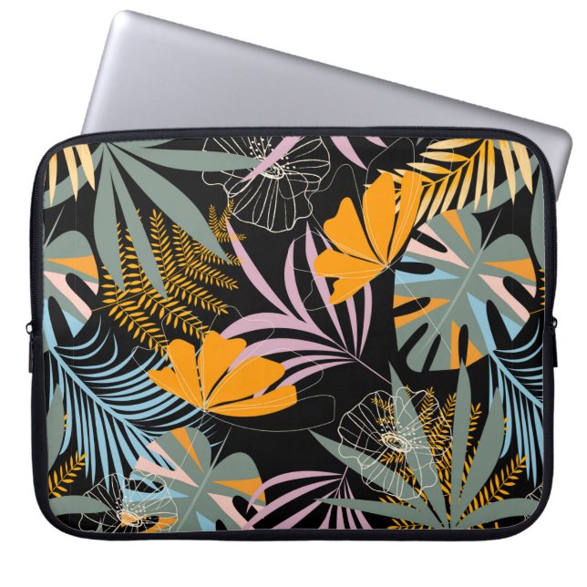 Housse Pour Ordinateur Portable Motif tropical transparent tendance avec feuilles  (Devant)