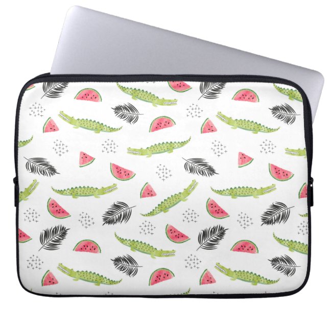 Housse Pour Ordinateur Portable Motif Tropical Watermelon & Crocodile (Devant)