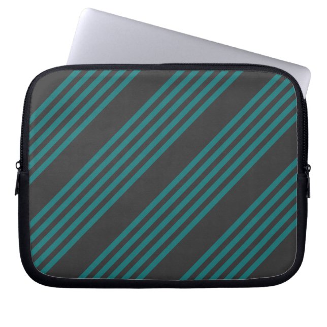 Housse Pour Ordinateur Portable motif turquoise et charbon de bois à cinq bandes (Devant)