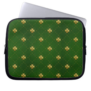 Housse Pour Ordinateur Portable Motif vert d'or de trèfle