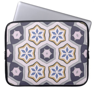 Housse Pour Ordinateur Portable Motif vintage circulaire sans couture. Décor color