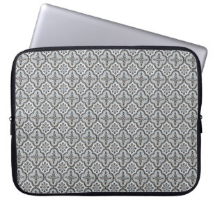 Housse Pour Ordinateur Portable Motif vintage en carreaux orange noir et blanc