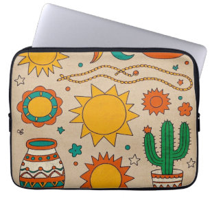 Housse Pour Ordinateur Portable Motifs de Bohême joueurs soleils dessinés à la mai
