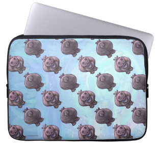 Housse Pour Ordinateur Portable Motifs de têtes et de queues d'hippopotame
