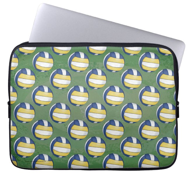 Housse Pour Ordinateur Portable Motifs de volley-ball bleu et jaune (Devant)