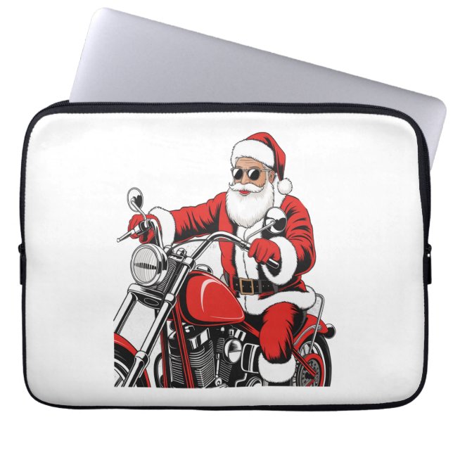 Housse Pour Ordinateur Portable Moto à cheval père Noël (Devant)