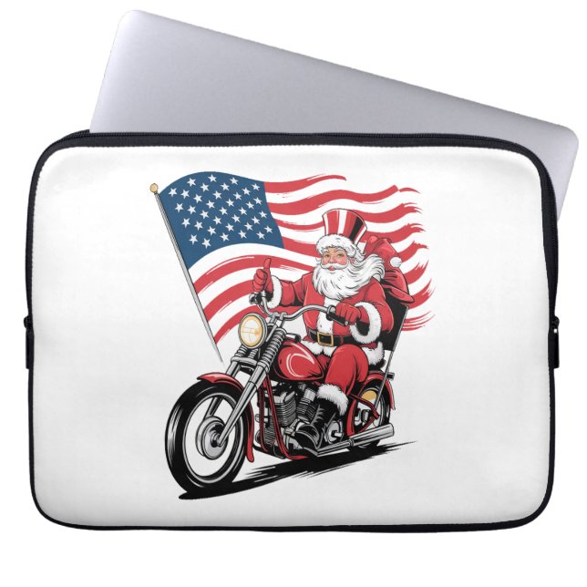 Housse Pour Ordinateur Portable Motocyclette Patriotique Oncle Sam (Devant)