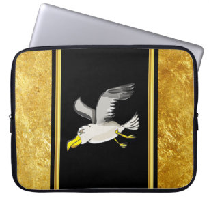Housse Pour Ordinateur Portable Mouette volante au-dessus de la tête avec une feui