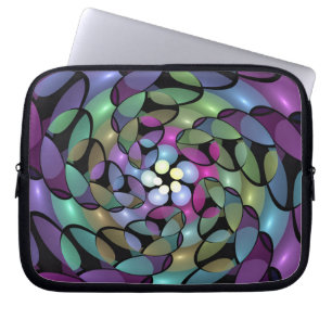 Housse Pour Ordinateur Portable Mouvements colorés Abstrait Trippy Fractal Art