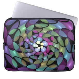 Housse Pour Ordinateur Portable Mouvements colorés Abstrait Trippy Fractal Art