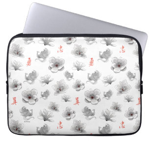 Housse Pour Ordinateur Portable Mulan "Loyal Brave True" Fleur & Motif d'esprit