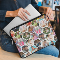 Multi Photo Collage Simple Moderne Hexagon Motif
