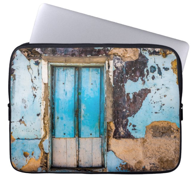 Housse Pour Ordinateur Portable Mur bleu et porte (Devant)