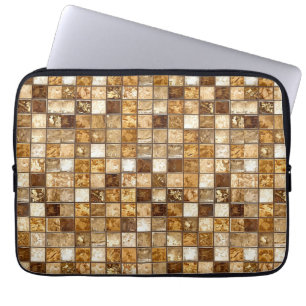 Housse Pour Ordinateur Portable Mur de carrelage mosaïque marron et beige