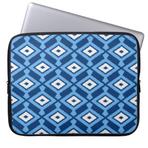 Housse Pour Ordinateur Portable Navajo Ikat Motif, Indigo et Denim Blue