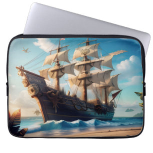 Housse Pour Ordinateur Portable Navire pirate de plage tropicale