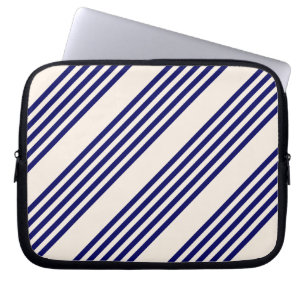 Housse Pour Ordinateur Portable Navy blue and beige five stripes pattern
