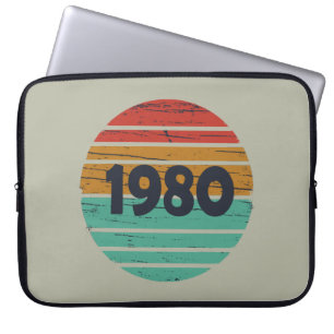 Housse Pour Ordinateur Portable Né en 1980 cadeau d'anniversaire vintage