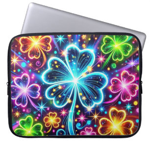 HOUSSE POUR ORDINATEUR PORTABLE NEON DE COULEUR BRILLANTE RESSORT SHAMROCK IRLANDA