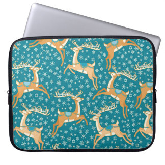 Housse Pour Ordinateur Portable Noël vintage motif sans couture avec rennes.
