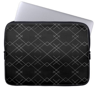 Housse Pour Ordinateur Portable Noir argenté, cool, élégant, simple motif moderne