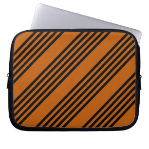Housse Pour Ordinateur Portable Noir et brûlé orange cinq bandes motif