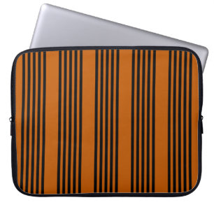 Housse Pour Ordinateur Portable Noir et brûlé orange cinq bandes motif