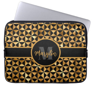 HOUSSE POUR ORDINATEUR PORTABLE NOIR ET OR ÉLÉGANTE TENDANCE