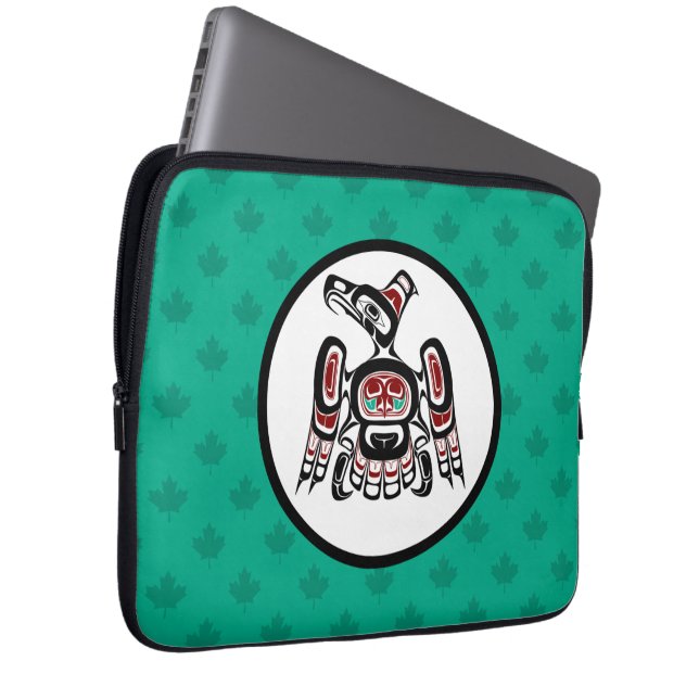 Housse Pour Ordinateur Portable Noir rouge autochtone Kaigani Thunderbird (Devant droit)