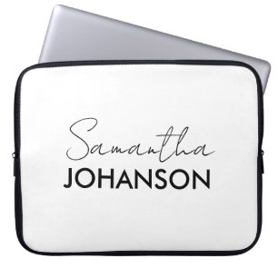 Housse Pour Ordinateur Portable Nom de style manuscrit minimaliste moderne monogra