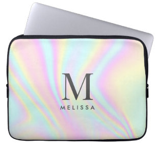Housse Pour Ordinateur Portable Nom du monogramme holographique