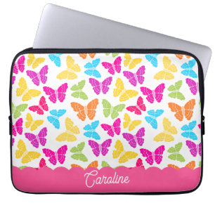 Housse Pour Ordinateur Portable Nom du Motif du papillon arc-en-ciel mignon et vib