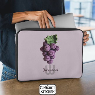 Housse Pour Ordinateur Portable Nom du raisin à crochet minimaliste violet grand-m