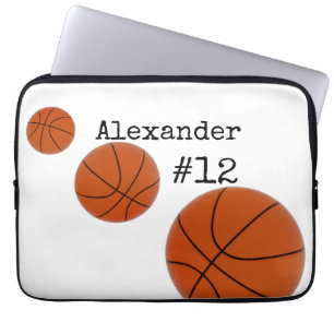 Housse Pour Ordinateur Portable Nom et numéro de basketball Fond blanc