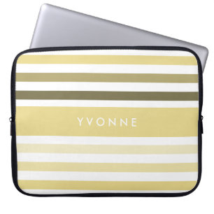 Housse Pour Ordinateur Portable Nom moderne avec Ombre Stripes en Pastel Jaune