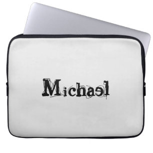 Housse Pour Ordinateur Portable Nom monogramme moderne minimaliste noir gris