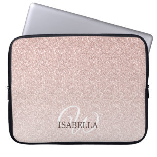 Housse Pour Ordinateur Portable Nom Ombre de Parties scintillant rose personnalisé