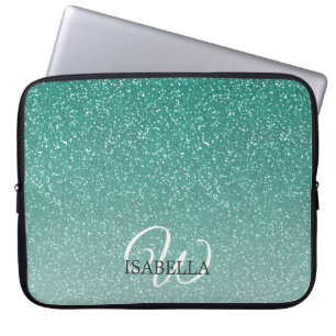 Housse Pour Ordinateur Portable Nom Ombre de Parties scintillant verte personnalis