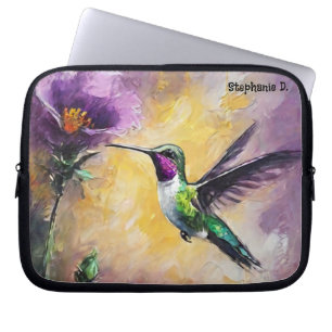 Housse Pour Ordinateur Portable Nom personnalisé Aquarelles Colibri