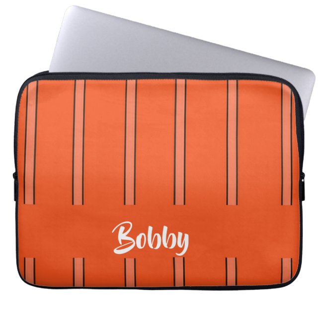 Housse Pour Ordinateur Portable Nom personnalisé bandes orange (Devant)